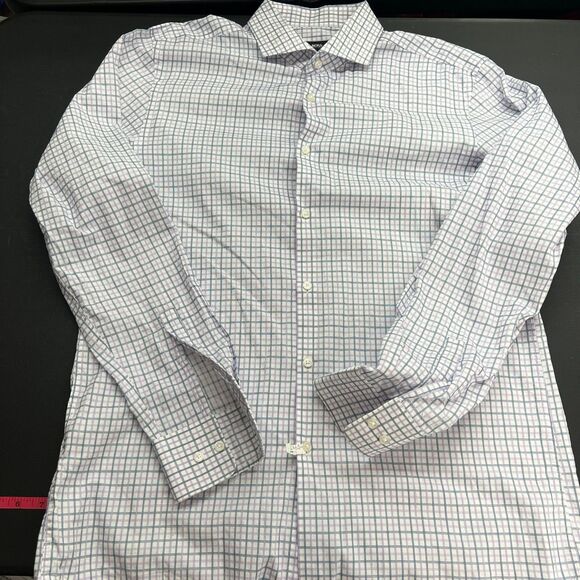 Hugo Boss Sharp Fit Checkered Multicolor Button Up Dress Shirt Mens Size 34/35 - Picture 6 of 12